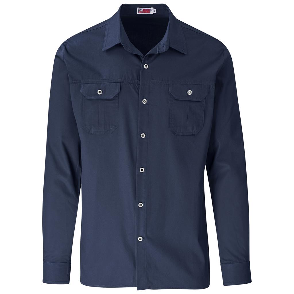 Mens Long Sleeve Wildstone Shirt in Navy — Print Fast Express