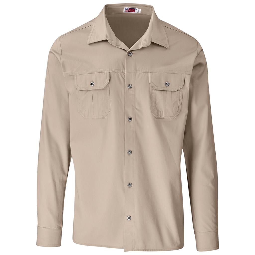 Mens Long Sleeve Wildstone Shirt in Stone — Print Fast Express