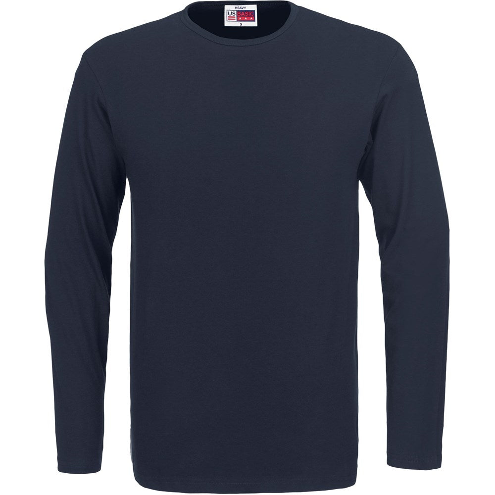 Mens Long Sleeve Portland T-Shirt in Navy — Print Fast Express
