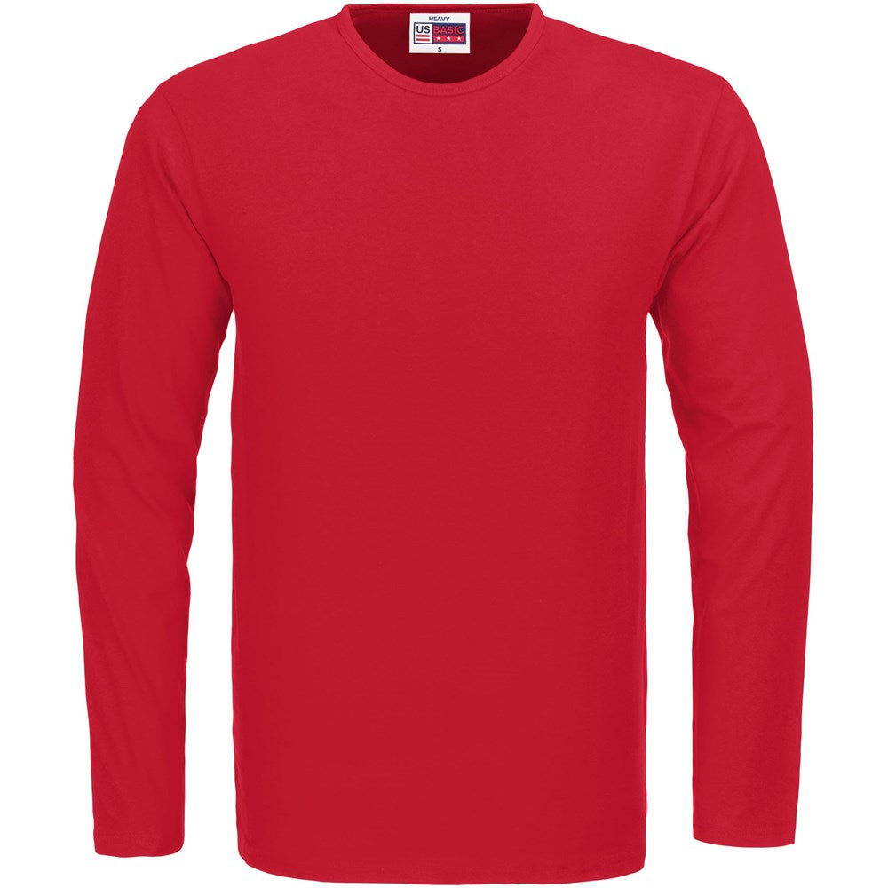 Mens Long Sleeve Portland T-Shirt in Red — Print Fast Express