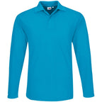 Mens Long Sleeve Elemental Golf Shirt in Aqua — Print Fast Express