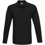 Mens Long Sleeve Elemental Golf Shirt in Black — Print Fast Express