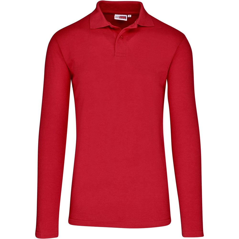 Mens Long Sleeve Elemental Golf Shirt in Red — Print Fast Express