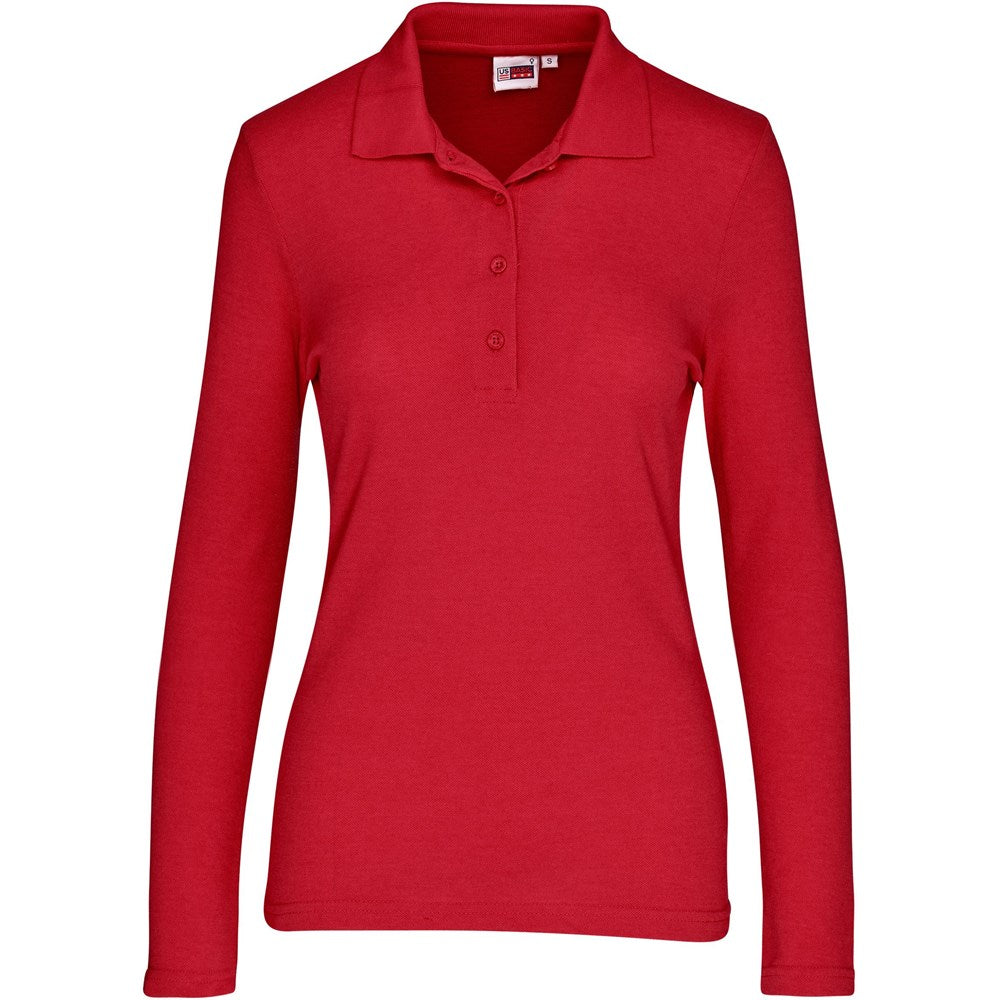 Ladies Long Sleeve Elemental Golf Shirt in Red — Print Fast Express