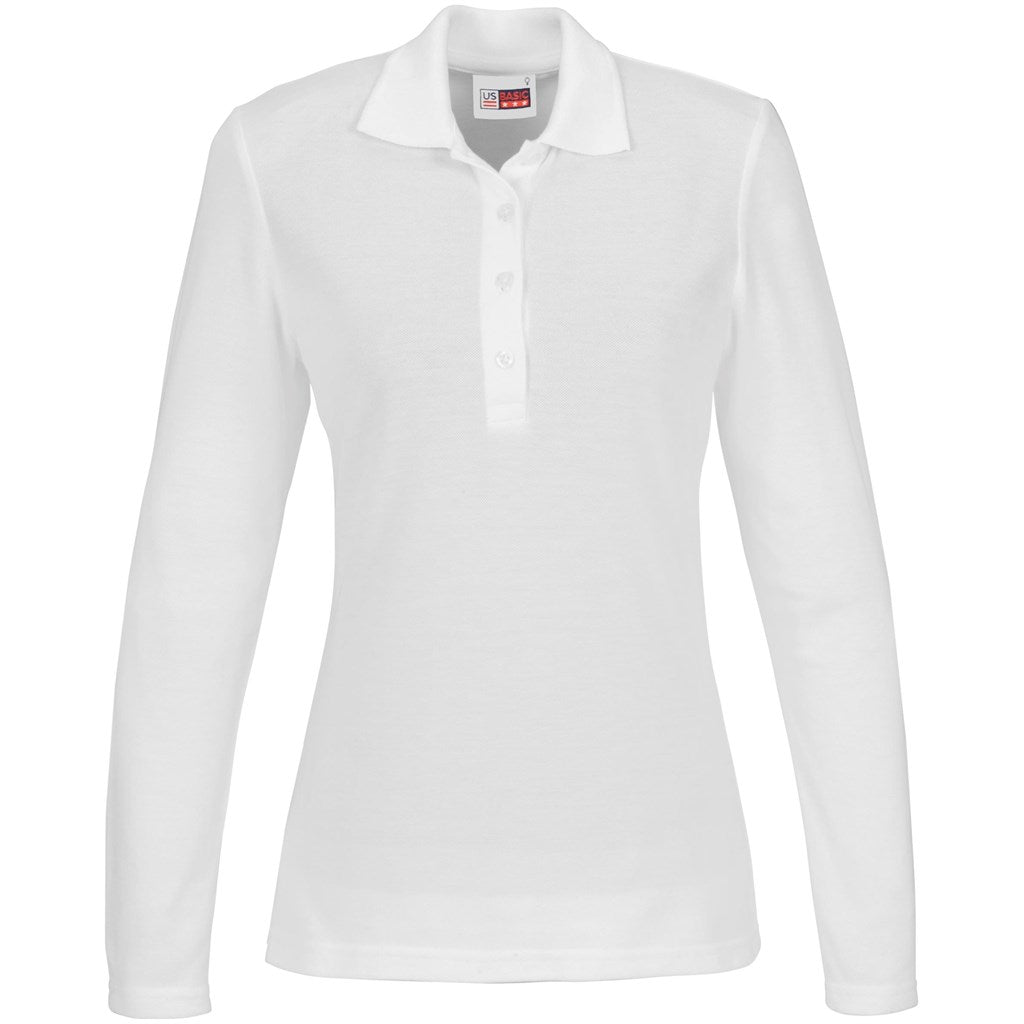Ladies Long Sleeve Elemental Golf Shirt in White — Print Fast Express