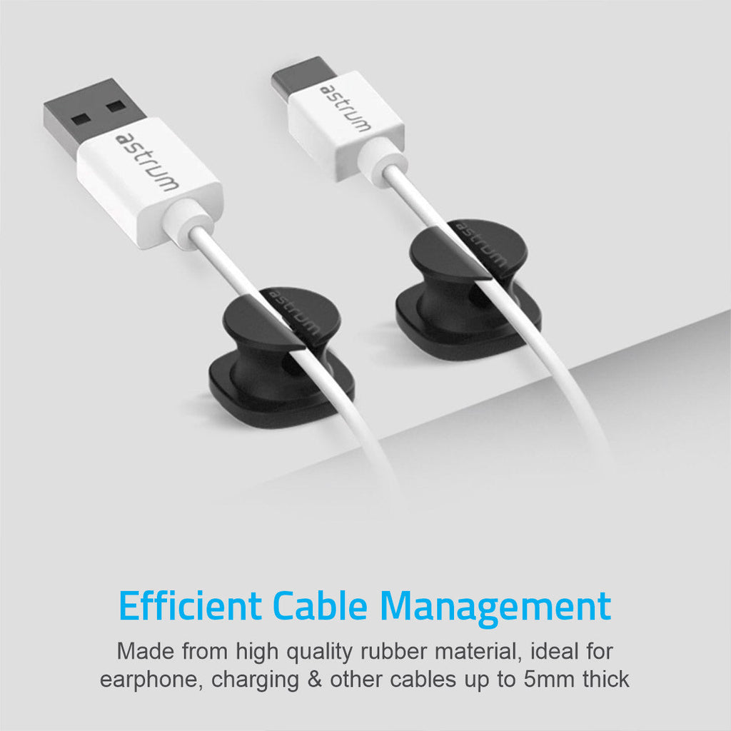 CO060 Mini Cable Organizer Clips – 4 Piece Set for Cable Management - Black
