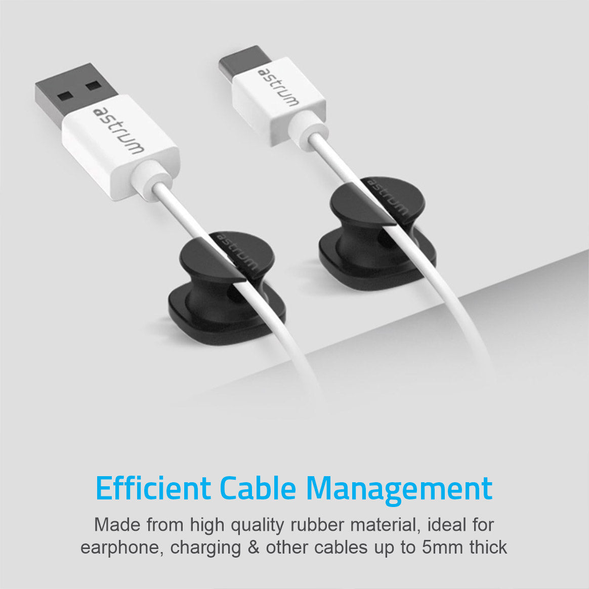 CO060 Mini Cable Organizer Clips – 4 Piece Set for Cable Management - Black