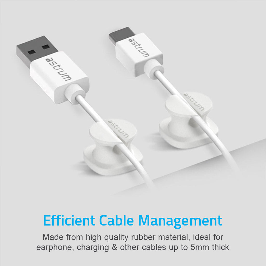 CO060 Mini Cable Organizer Clips – 4 Piece Set for Cable Management - White