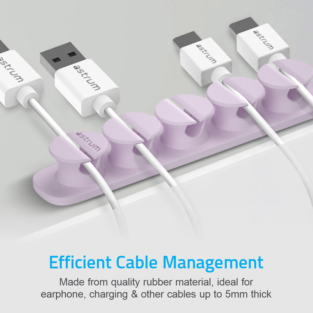 CO110 Cable Organizer Clips - 5 Bays, 4 Storage Compartments - Purple
