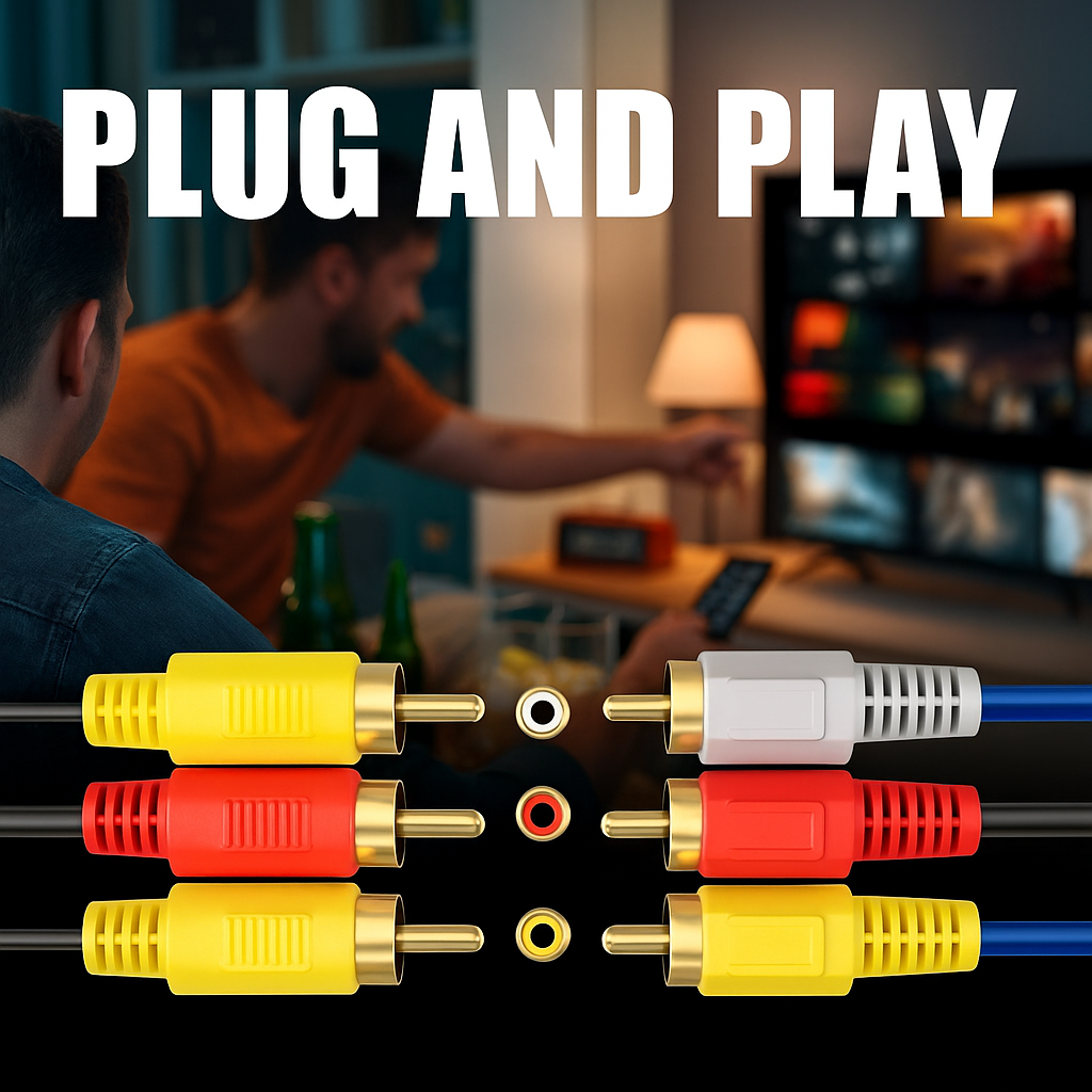RC305 3RCA Male to Male AV Stereo 5.0m Cable