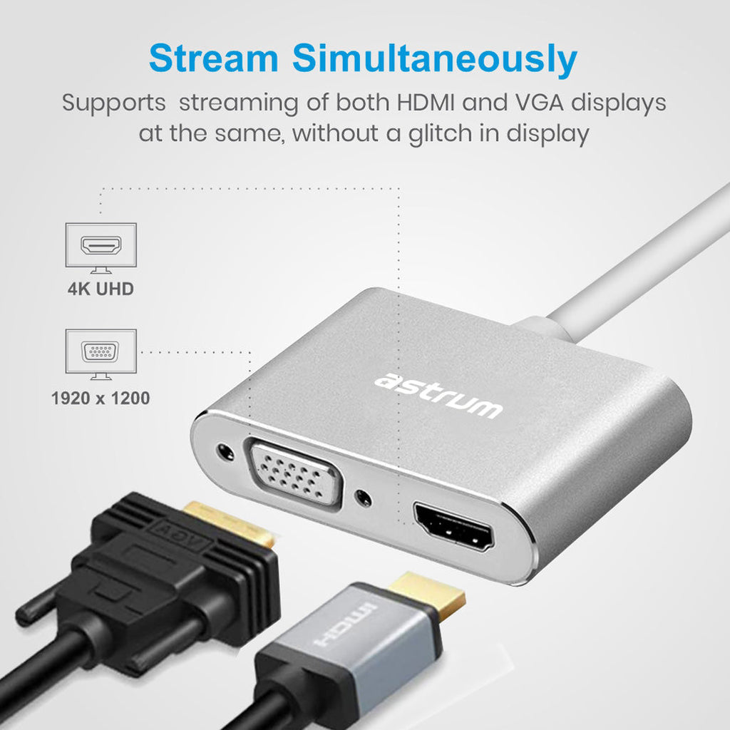 USB-C to VGA &amp; HDMI Adapter | 4K HDMI + 1080P VGA -  DA660