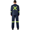 Vintage 100% Cotton Denim Conti Suit - Reflective Arms, Legs & Back - Yellow Tape - Print Fast Express