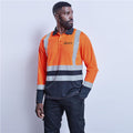 Long Sleeve Surveyor Two-Tone Hi-Viz Golf Shirt custom branded with your logo by Print Fast Express