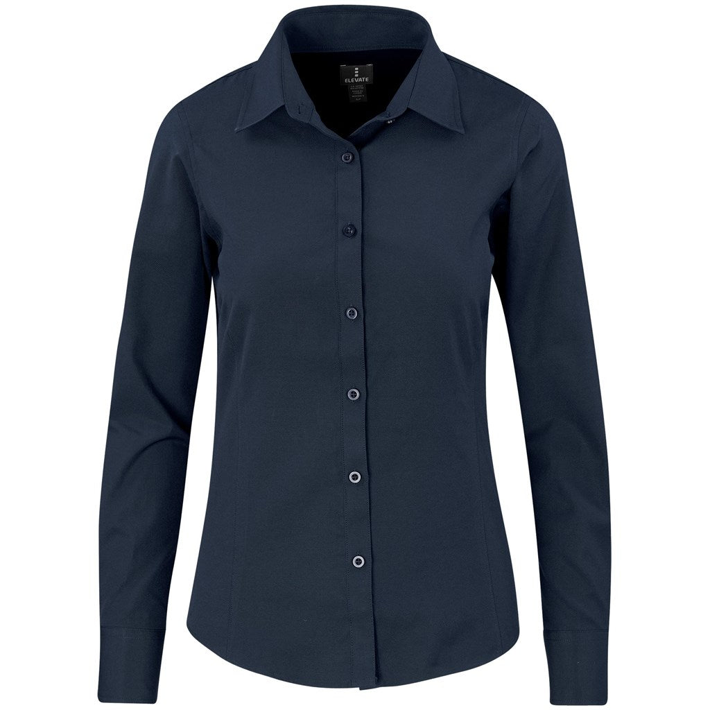 Ladies Long Sleeve Sycamore Shirt in Navy — Print Fast Express