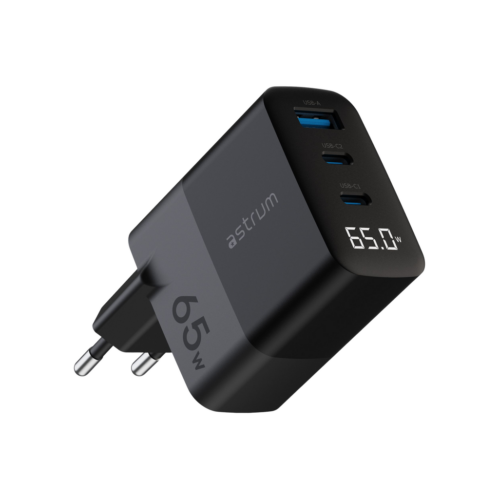WATZ65G 65W PD Wall Charger 1A 2C LCD BK