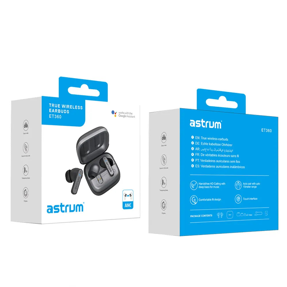 ET360 True Wireless Bluetooth Earbuds - Black