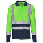 Long Sleeve Surveyor Two-Tone Hi-Viz Golf Shirt in Lime — Print Fast Express