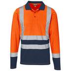 Long Sleeve Surveyor Two-Tone Hi-Viz Golf Shirt in Orange — Print Fast Express