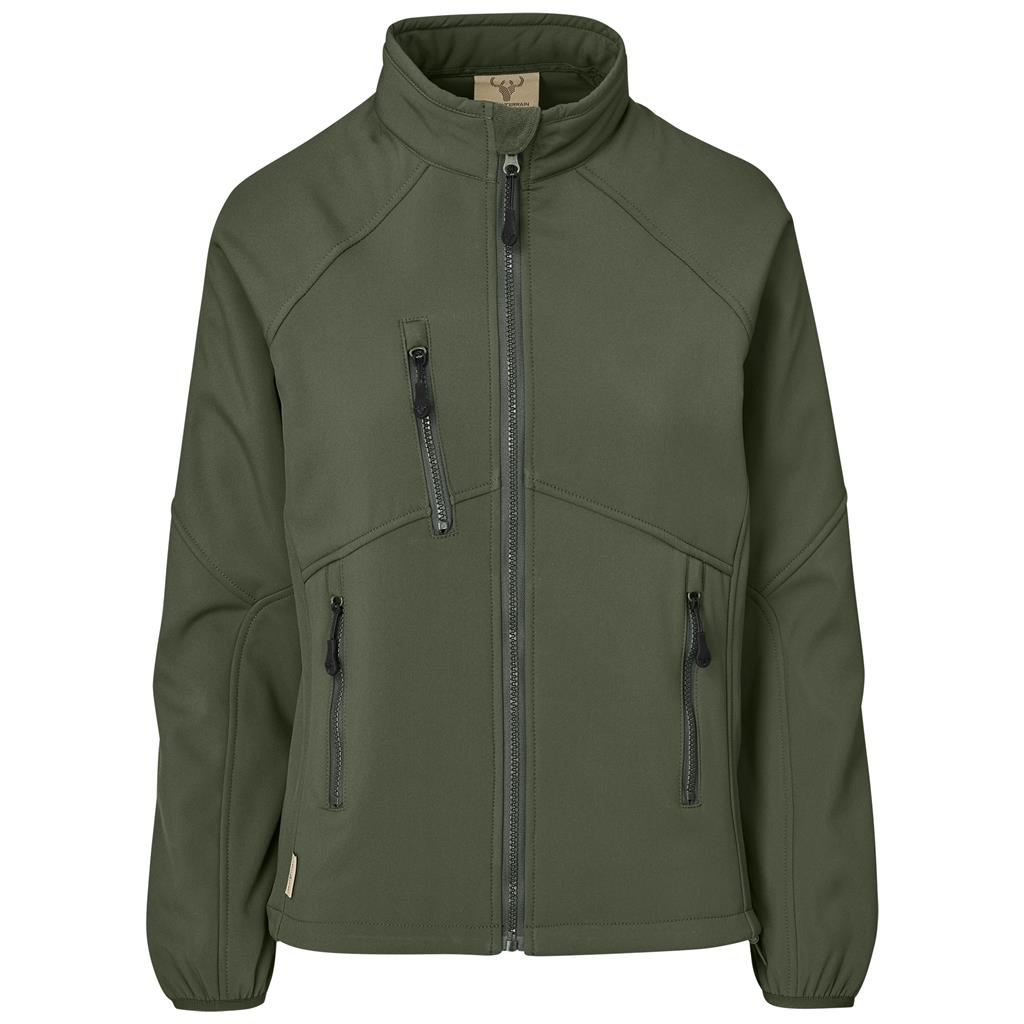 Ladies Midlands Softshell Jacket in Olive — Print Fast Express