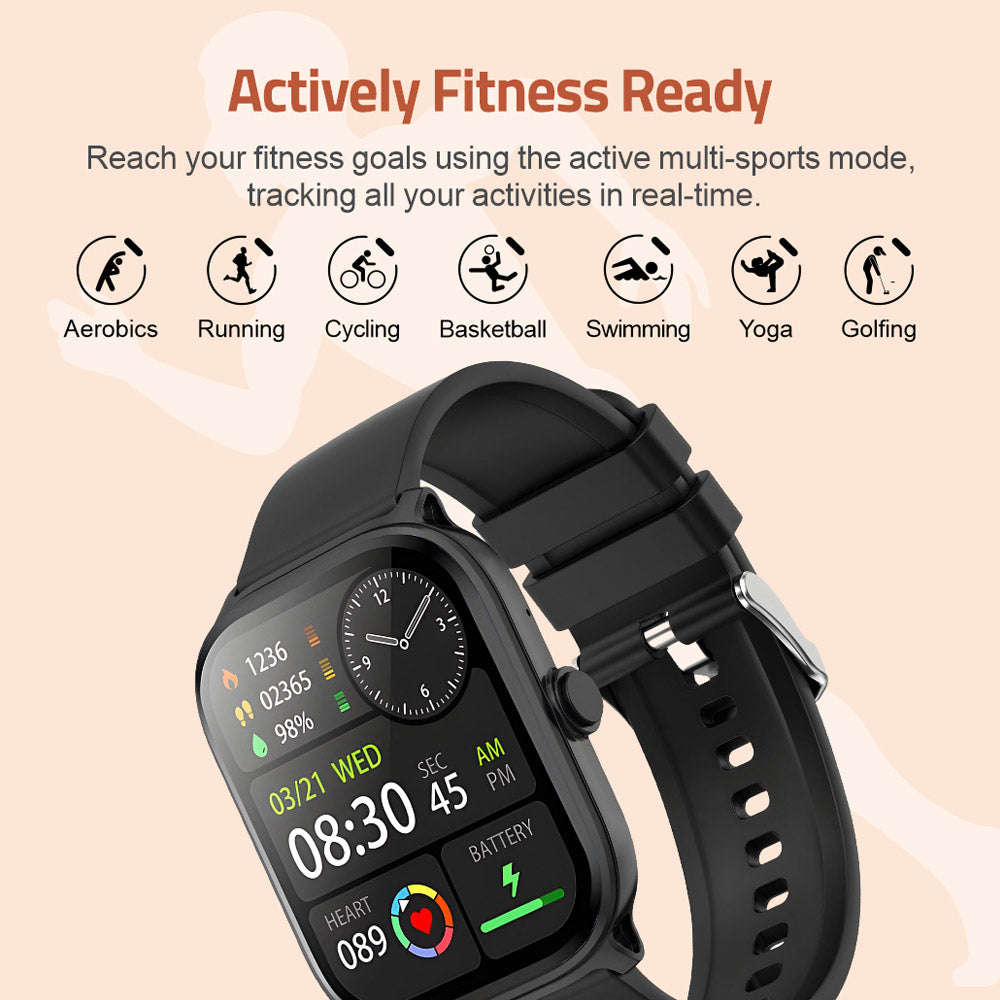MT310 Smart Watch 2.01" HD IPX68 with BT Calls Sports HR BP BO - Blue