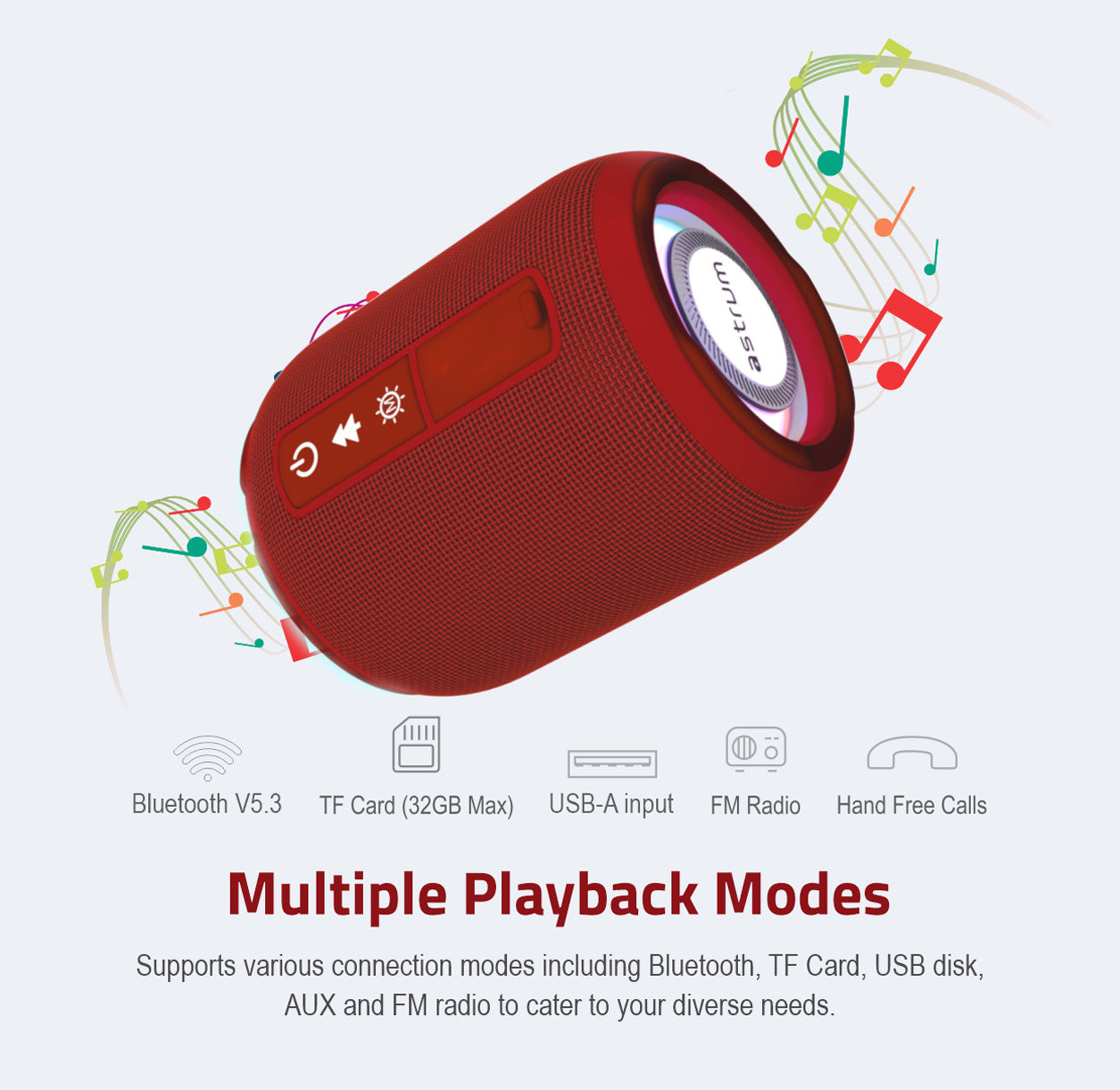 SP110 Portable Bluetooth Speaker 5.3, TF Card FM USB RGB Light TWS