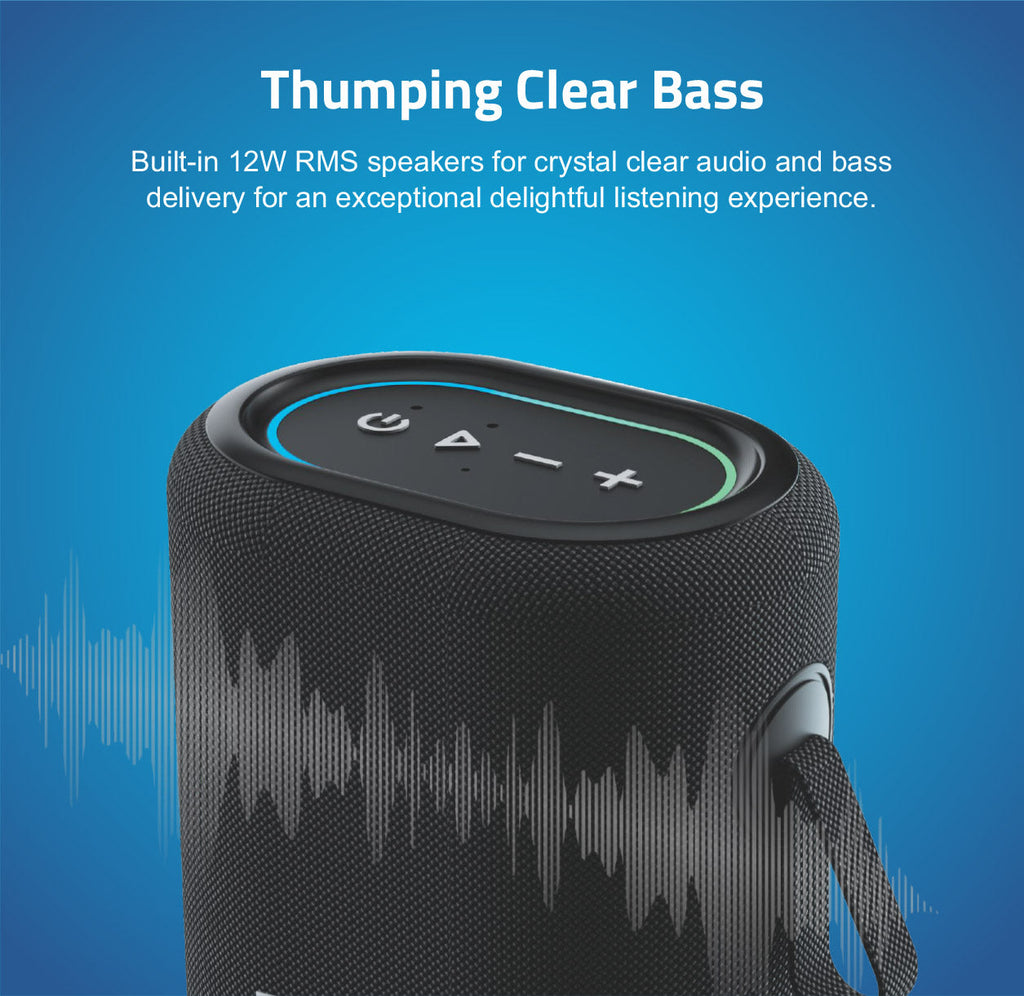 SP150 Bluetooth Waterproof IP6 Speaker 12W  LED TWS TF USB AUX MIC