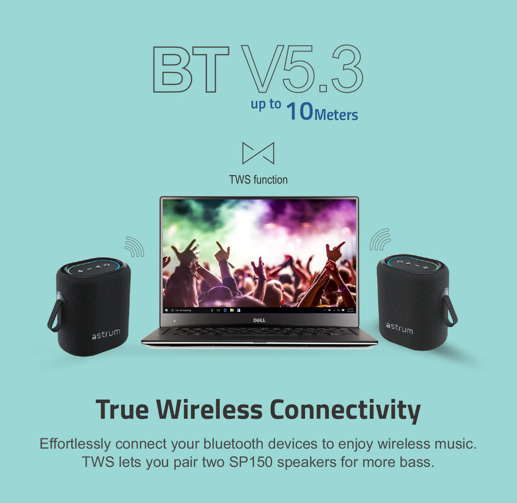 SP150 Bluetooth Waterproof IP6 Speaker 12W  LED TWS TF USB AUX MIC