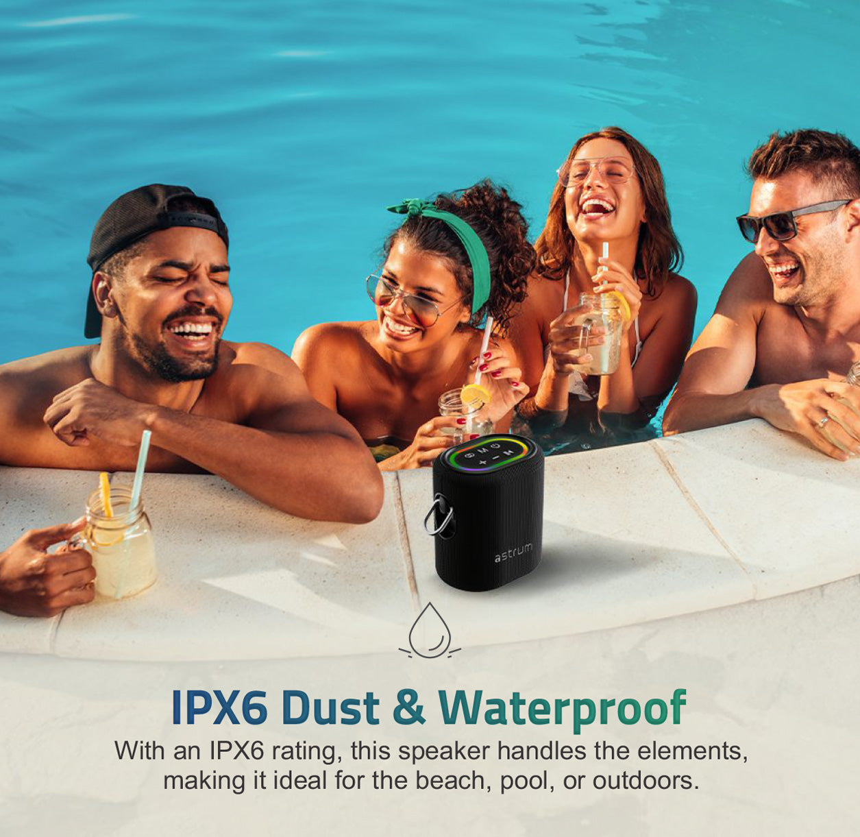SP210 Bluetooth Waterproof  IP6 Speaker, 25W DSP TF LED TWS AUX MIC
