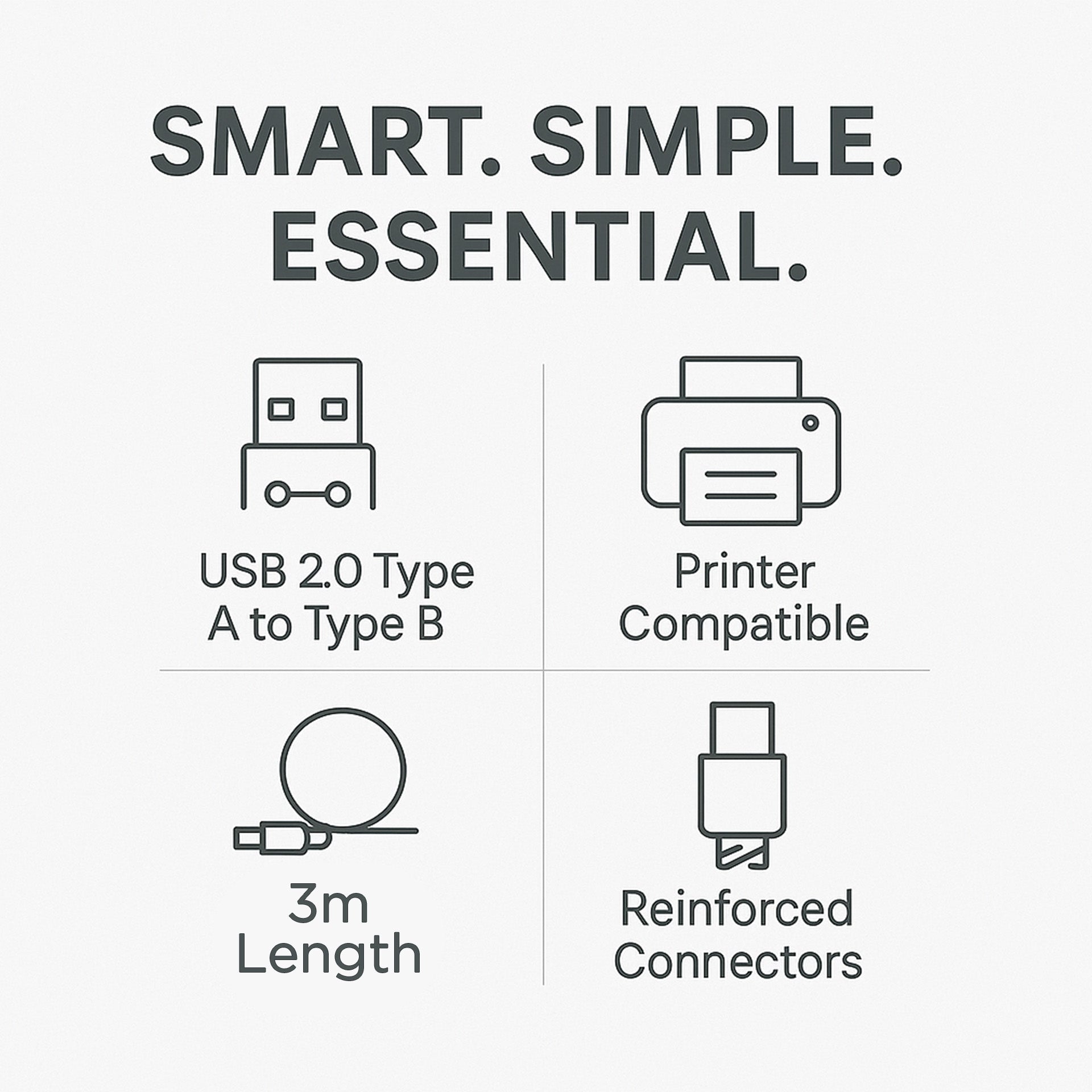 UB203 USB 2.0 Male to Male 3.0m Printer Cable