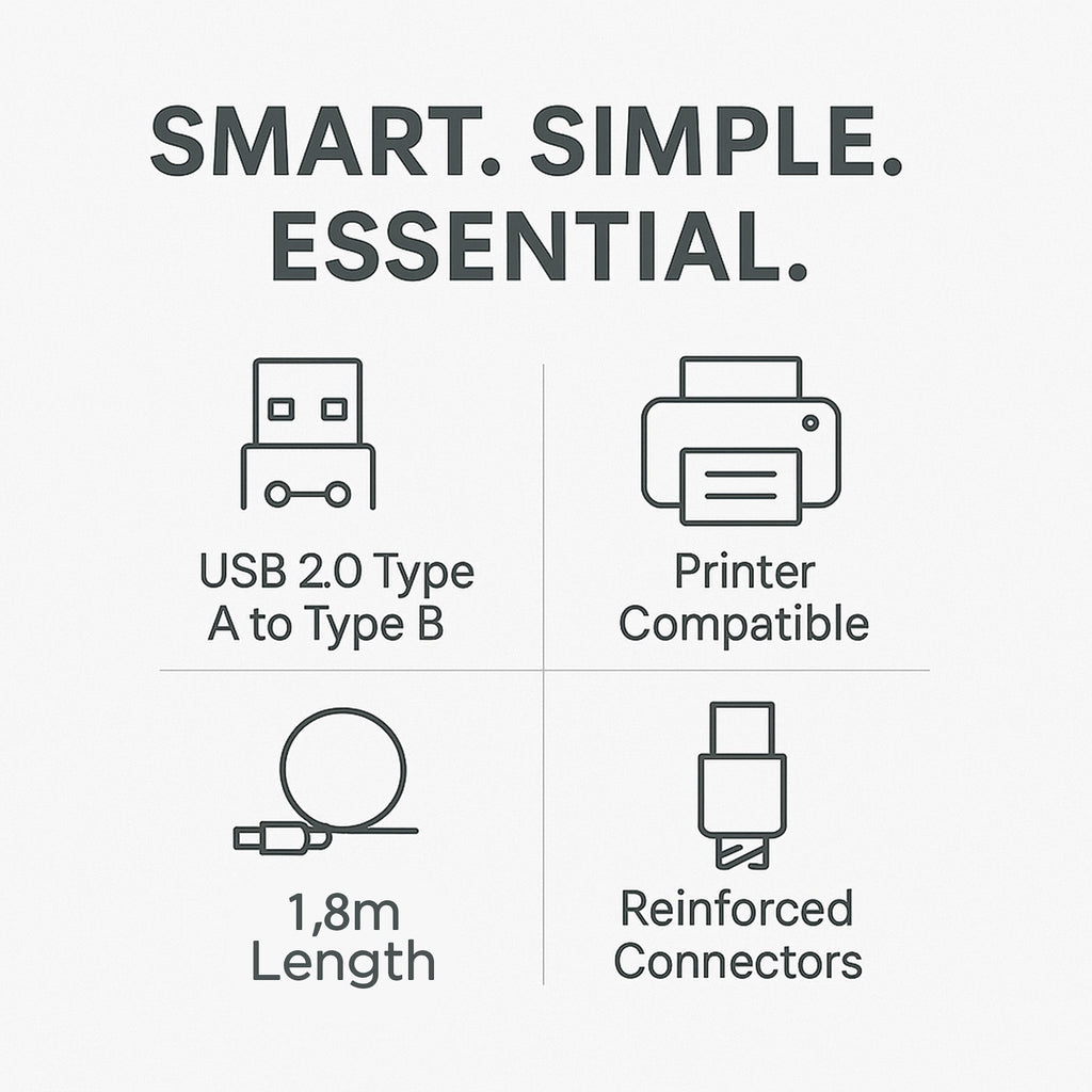 UB201 USB 2.0 Male to Male 1.8m Printer Cable
